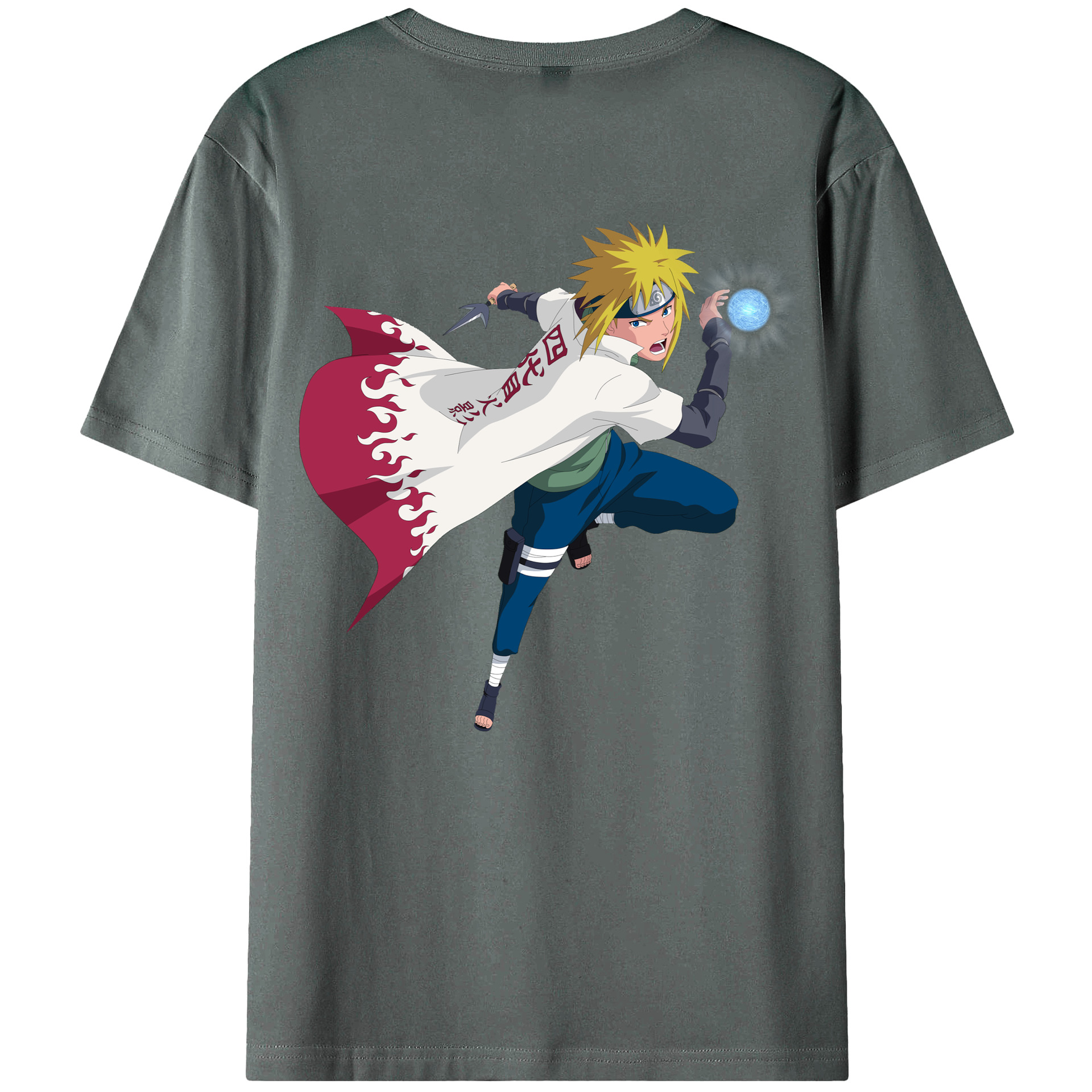（画像用） NARUTO -ナルト- 波風 ミナト Namikaze Minato 綿100％ メンズ半袖Tシャツ（バックプリント） 通気性